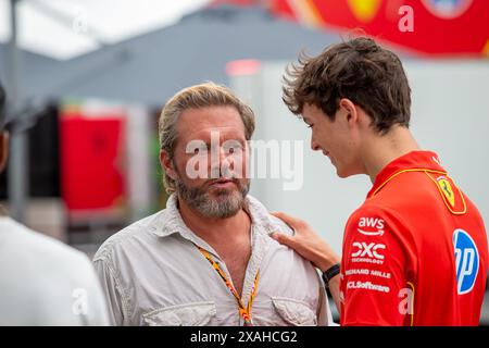 Gino Rosato (ITA) e Oliver Bearman (GBR) - pilota di riserva, Scuderia Ferrari durante la Formula 1 AWS Grand Prix du Canada 2024, Montreal, Quebec, Canada, dal 6 al 9 giugno - Rounfd 9 di 24 del Campionato del mondo di F1 2024 Foto Stock