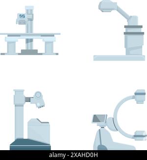 Raccolta di illustrazioni vettoriali con varie macchine per l'imaging medicale Illustrazione Vettoriale