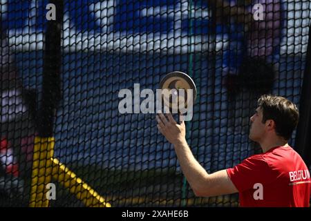 Roma, Italia. 7 giugno 2024. Il belga Philip Milanov nella foto durante l'evento di lancio del disco, ai Campionati europei di atletica leggera di Roma, in Italia, venerdì 07 giugno 2024. I Campionati europei di atletica leggera si svolgono dal 7 al 12 giugno. BELGA PHOTO JASPER JACOBS credito: Belga News Agency/Alamy Live News Foto Stock