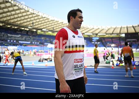 Roma, Italia. 7 giugno 2024. Il belga Philip Milanov nella foto durante l'evento di lancio del disco, ai Campionati europei di atletica leggera di Roma, in Italia, venerdì 07 giugno 2024. I Campionati europei di atletica leggera si svolgono dal 7 al 12 giugno. BELGA PHOTO JASPER JACOBS credito: Belga News Agency/Alamy Live News Foto Stock