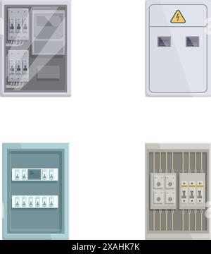 Illustrazione di vari quadri elettrici e quadri elettrici per diversi usi Illustrazione Vettoriale