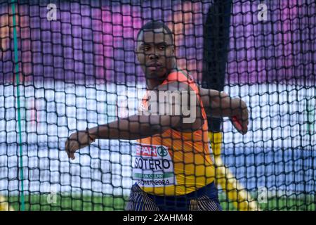 Roma, Italia. 7 giugno 2024. Lo spagnolo Yasiel Sotero gareggia a DiscusThrow maschile durante la 26a edizione dei Campionati europei di atletica leggera di Roma 2024 allo Stadio Olimpico di Roma, Italia - venerdì 7 giugno 2024 - Sport, Atletica (foto di Fabrizio Corradetti/LaPresse) crediti: LaPresse/Alamy Live News Foto Stock