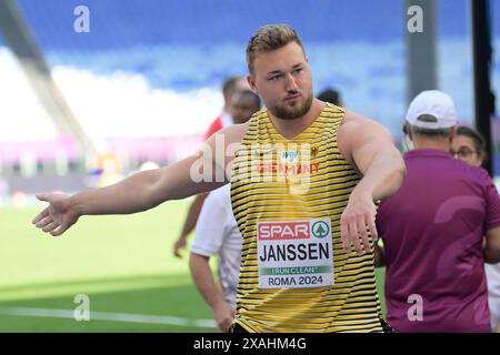 Roma, Italia. 7 giugno 2024. Il tedesco Henrik Janssen gareggia a DiscusThrow uomini durante la 26a edizione dei Campionati europei di atletica leggera di Roma 2024 allo Stadio Olimpico di Roma, Italia - venerdì 7 giugno 2024 - Sport, Atletica (foto di Fabrizio Corradetti/LaPresse) crediti: LaPresse/Alamy Live News Foto Stock