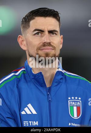 Bologna, Italia, 4 giugno 2024. Jorginho dell'Italia durante la formazione prima dell'amichevole internazionale allo Stadio Renato Dall'Ara, Bologna. Il credito immagine dovrebbe essere: Jonathan Moscrop / Sportimage Foto Stock