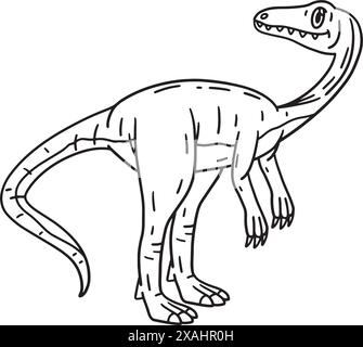 Coelophysis Dinosaur Isolated Coloring Page Illustrazione Vettoriale