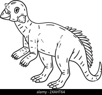 Psittacosaurus Dinosaur Isolated Coloring Page Illustrazione Vettoriale