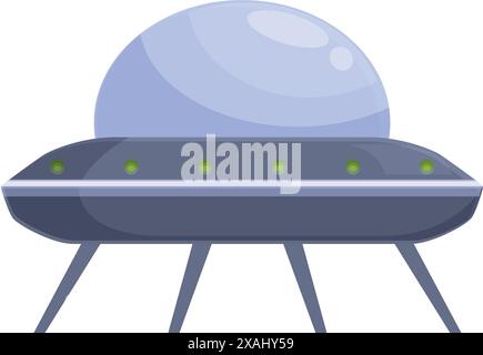 Illustrazione in stile cartone animato di una classica astronave ufo che si libra in volo Illustrazione Vettoriale
