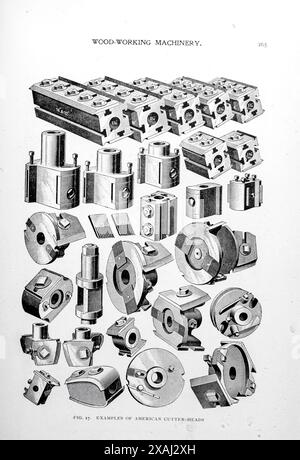 Esempi di teste di taglio americane dall'articolo LO SVILUPPO DI MACCHINARI PER LA LAVORAZIONE DEL LEGNO. Di John Richards. Dalla rivista Engineering dedicata al progresso industriale volume XVII 1899 The Engineering Magazine Co Foto Stock