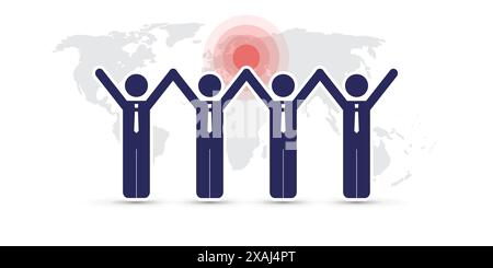 Insieme è più facile: Unisciti alle forze contro la guerra in Ucraina e al suo impatto in tutto il mondo, Stop the War, Unite e lavora per ripristinare il Glo Illustrazione Vettoriale