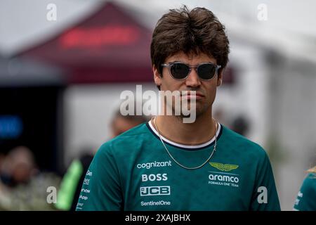 Montreal, Canada, giugno 06, Lance Stroll, dal Canada gareggia per la Aston Martin F1. L'allestimento, round 09 del campionato di Formula 1 2024. Crediti: Michael Potts/Alamy Live News Foto Stock