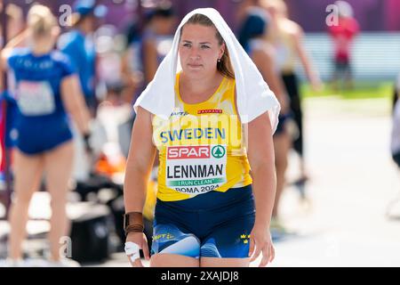 ROMA, ITALIA - 7 GIUGNO: La svedese Sara Lennman gareggia nella Shot Put Women durante la prima giornata dei Campionati europei di atletica leggera - Roma 2024 allo Stadio Olimpico il 7 giugno 2024 a Roma, Italia. (Foto di Joris Verwijst/BSR Agency) Foto Stock