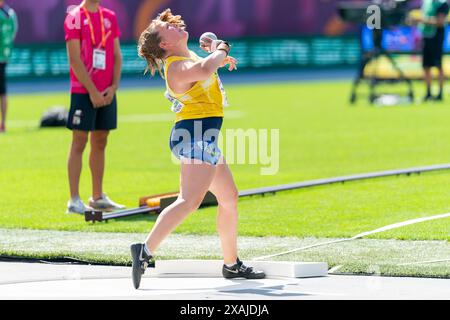 ROMA, ITALIA - 7 GIUGNO: La svedese Sara Lennman gareggia nella Shot Put Women durante la prima giornata dei Campionati europei di atletica leggera - Roma 2024 allo Stadio Olimpico il 7 giugno 2024 a Roma, Italia. (Foto di Joris Verwijst/BSR Agency) Foto Stock