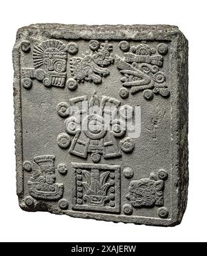 Pietra dell'incoronazione di Motecuhzoma II (pietra dei cinque soli) - Azteca (Mexica) - Tenochtitlan, Messico - 1503 Foto Stock