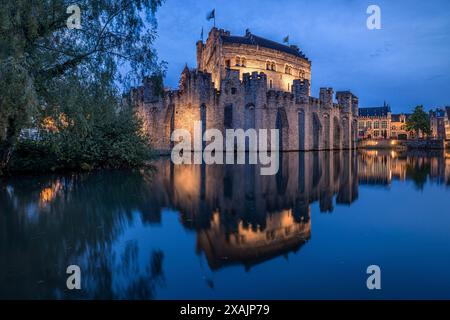 Gravensteen. Gand, Fiandre orientali, Belgio. Foto Stock