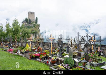 Austria, Serfaus-Fiss-Ladis, cimitero di Ladis. Foto Stock