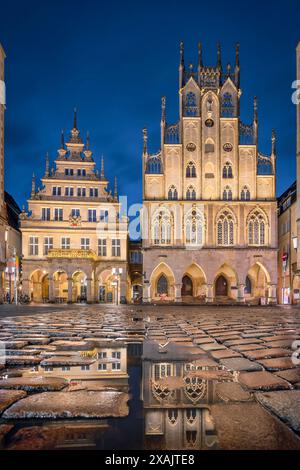 Municipio sul Prinzipalmarkt a Münster, Germania Foto Stock