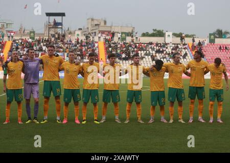 Gli undici migliori dell'Australia prima della partita di andata delle qualificazioni ai Mondiali FIFA contro il Bangladesh a Dacca, Bangladesh, 6 giugno 2024 Foto Stock