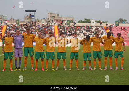 Gli undici migliori dell'Australia prima della partita di andata delle qualificazioni ai Mondiali FIFA contro il Bangladesh a Dacca, Bangladesh, 6 giugno 2024 Foto Stock