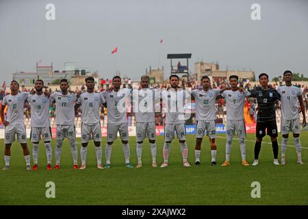 I migliori undici del Bangladesh prima della partita di andata delle qualificazioni ai Mondiali FIFA contro l'Australia a Dacca, Bangladesh, 6 giugno 2024 Foto Stock