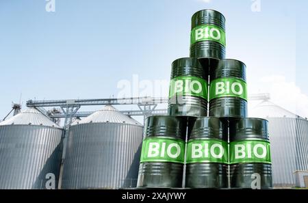 Concetto di decarbonizzazione del carburante biologico a emissioni di carbonio neutre Foto Stock