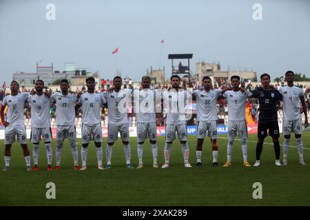 I migliori undici del Bangladesh prima della partita di andata delle qualificazioni ai Mondiali FIFA contro l'Australia a Dacca, Bangladesh, 6 giugno 2024 Foto Stock