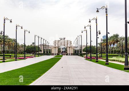 Ingresso principale al Palazzo Za'Abeel, Palazzo dello sceicco Mohammed bin Rashid al Maktoum, Dubai, Emirati Arabi Uniti, Medio Oriente, Asia Foto Stock