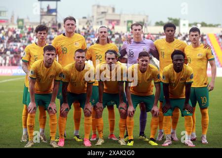 Gli undici migliori dell'Australia prima della partita di andata delle qualificazioni ai Mondiali FIFA contro il Bangladesh a Dacca, Bangladesh, 6 giugno 2024 Foto Stock