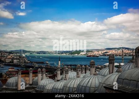 Lo splendido panorama della moschea Solimana di Istanbul Foto Stock
