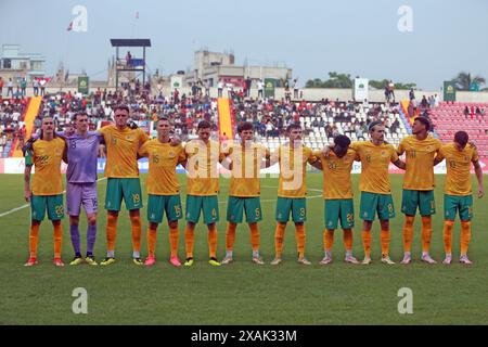 Gli undici migliori dell'Australia prima della partita di andata delle qualificazioni ai Mondiali FIFA contro il Bangladesh a Dacca, Bangladesh, 6 giugno 2024 Foto Stock