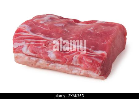 Pezzo di filetto di maiale crudo isolato su sfondo bianco Foto Stock