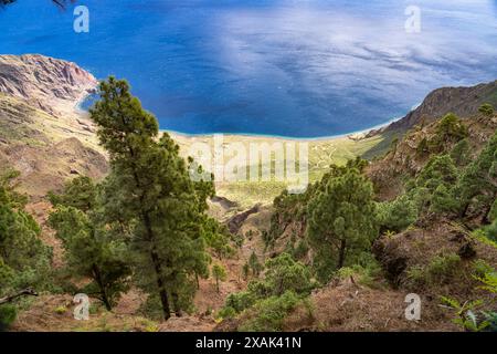 Vista dal Mirador de Las Playas sulla costa orientale vicino a Las Playas, El Hierro, Isole Canarie, Spagna Foto Stock