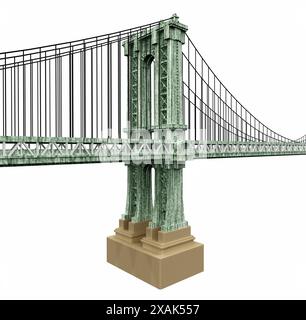 Ponte di Manhattan a New York isolato su sfondo bianco Foto Stock