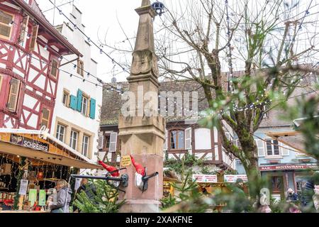 Europa, Francia, Grand Est, Alsazia, Eguisheim, mercatino di Natale a Eguisheim Foto Stock
