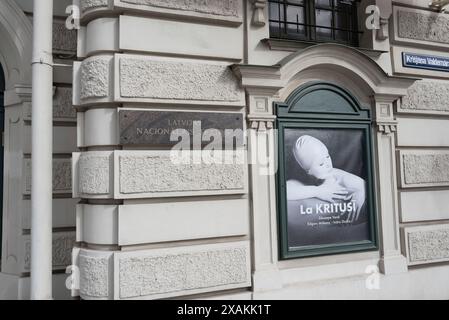 Ingresso al Teatro nazionale lettone, riga, Lettonia Foto Stock