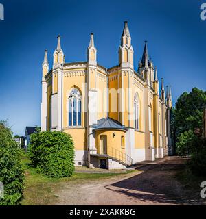 Chiesa protestante di Erbach, la più antica chiesa protestante del Rheingau, chiesa neogotica di San Giovanni, costruita da Marianna di Orange-Nassau, Principessa dei Paesi Bassi Foto Stock