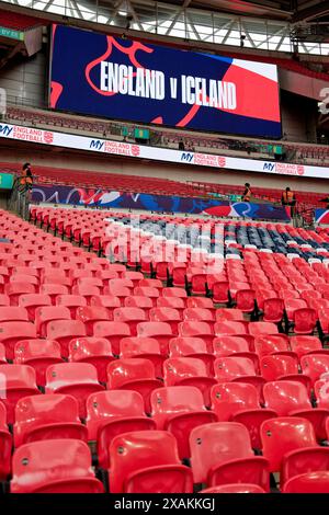Londra, Regno Unito. 7 giugno 2024. Londra, Inghilterra, 07 giugno 2024: Stadio prima dell'amichevole internazionale tra Inghilterra e Islanda al Wembley Stadium di Londra, Inghilterra. (Pedro Porru/SPP) credito: SPP Sport Press Photo. /Alamy Live News Foto Stock