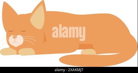 Il gatto dello zenzero sta facendo un pisolino, si arriccia comodamente Illustrazione Vettoriale