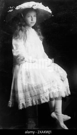 Claudia Lyon, 1912 anni. Mostra Claudia Lyon, figlia del leader repubblicano del Texas Cecil Lyon il giorno della cerimonia di lancio della USS Texas, 18 maggio 1912 a Newport News, Virginia. Foto Stock