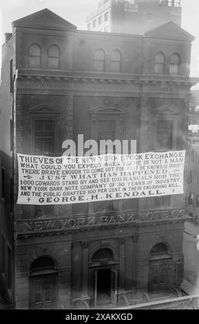 New York Bank Note Co. Avviso, 1913. Mostra il cartello apposto sull'edificio da George H. Kendall, presidente della New York Bank Note Company. Foto Stock