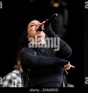 Norje, Svezia, 7 giugno 2024 EVANESCENCE (Stati Uniti) esibendosi allo Sweden Rock Festival Amy Lynn Lee è la co-fondatrice, cantante solista e tastierista Credit: PEO Mšller/Alamy Live News Foto Stock