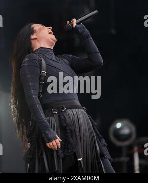 Norje, Svezia, 7 giugno 2024 EVANESCENCE (Stati Uniti) esibendosi allo Sweden Rock Festival Amy Lynn Lee è la co-fondatrice, cantante solista e tastierista Credit: PEO Mšller/Alamy Live News Foto Stock