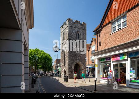 St George's Tower nel centro di Canterbury, Kent, Inghilterra. Foto Stock