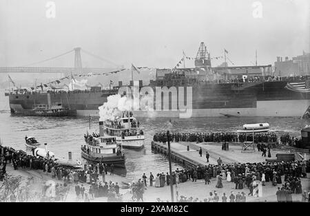 Florida U.S. N., 1910. Mostra il lancio della corazzata USS Florida il 12 maggio 1910 al Brooklyn Navy Yard. Foto Stock