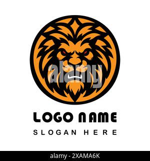 Logo Angry Lion Face con file vettoriale Illustrazione Vettoriale