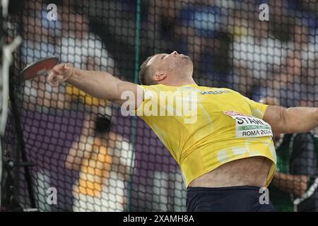 ROM, Italia. 7 giugno 2024. Atletica leggera: Campionati europei: Daniel Stahl, Svezia, disco. Crediti: Michael Kappeler/dpa/Alamy Live News Foto Stock