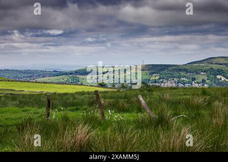 Vista sulla Irwell Valley da Dearden Moor. Foto Stock