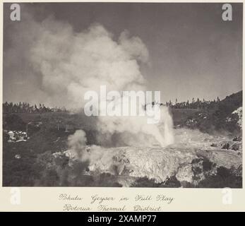 Geyser di Pohutu in gioco completo, distretto termale di Rotorua. Dall'album: Record Pictures of New Zealand, 1920s Foto Stock