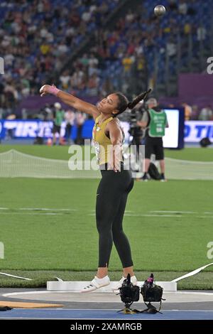 Olympic Stadium, Roma, Italia - Yemisi OGUNLEYE Shot ha messo le donne ai Campionati europei di atletica leggera 2024 giorno 1, 7 giu 2024 (foto di Roberto Ramaccia/Sipa USA) crediti: SIPA USA/Alamy Live News Foto Stock