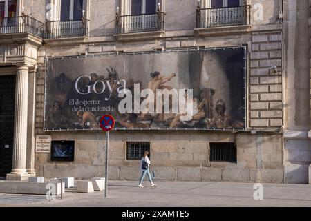 Poster mostra forte Goya e la coscienza risveglio, San Fernando fine Art Royal Academy Real Academia de Bellas Artes de San Fernando, Madrid Foto Stock