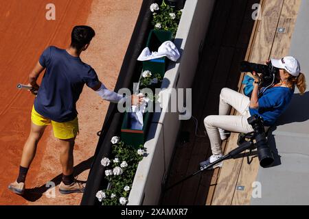 Roland Garros, 07 giugno 2024: Carlos Alcaraz (ESP) durante l'Open di Francia 2024. Alamy Live News/corleve Foto Stock